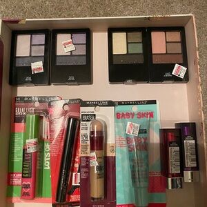 Maybelline Eyeshadow Quads & Face Essentials in Pink, Purple, Green, Peach
